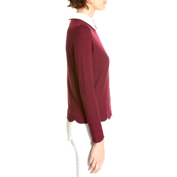 TED BAKER - SUZAINE EMBELLISHED LAYERED-LOOK SWEATER IN MAROON - Picture 4 of 4